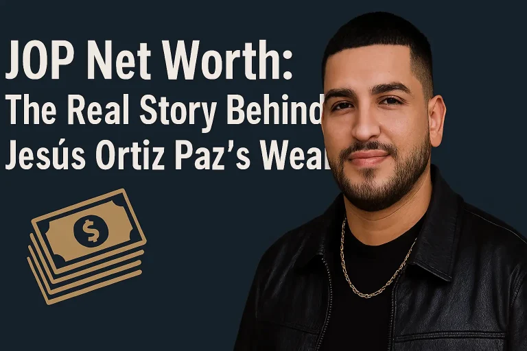 Portrait of Jesús Ortiz Paz with headline “JOP Net Worth: The Real Story Behind Jesús Ortiz Paz’s Wealth” on dark background