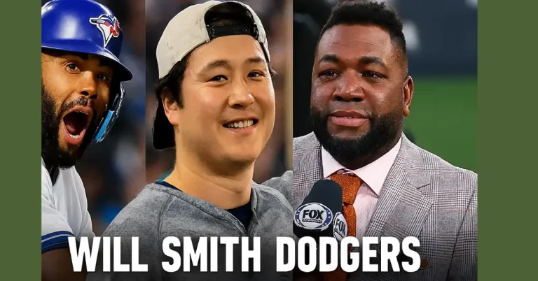 Three MLB personalities including Will Smith of the Dodgers, featured in a promotional image with bold text reading "Will Smith Dodgers."